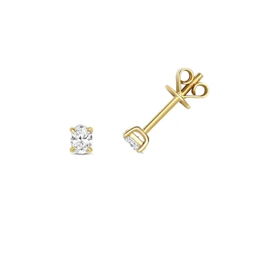 DIAMOND OVAL CUT EARRING STUDS 0.28ct. 18ct y/gold